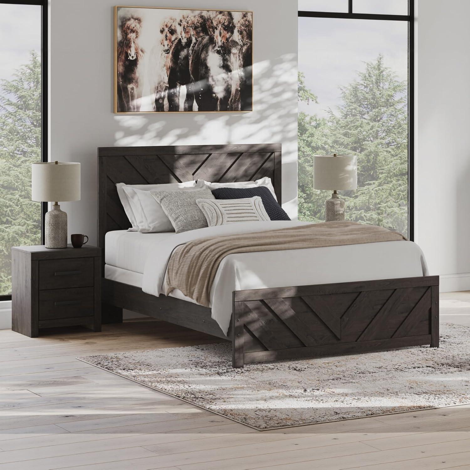 imageSignature Design by Ashley Prendonea Farmhouse Twin Panel Bed Foundation or Box Spring Needed GrayQueen US Standard