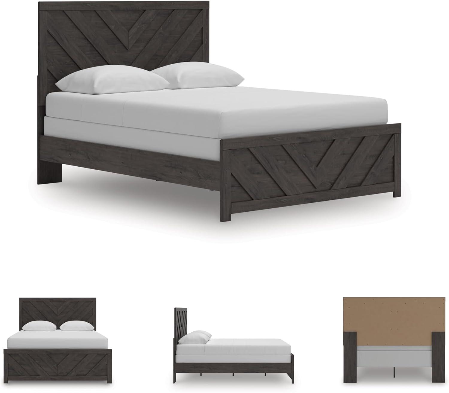 imageSignature Design by Ashley Prendonea Farmhouse Twin Panel Bed Foundation or Box Spring Needed GrayQueen US Standard