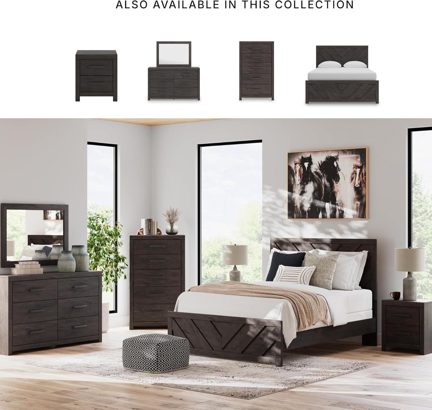 imageSignature Design by Ashley Prendonea Farmhouse Twin Panel Bed Foundation or Box Spring Needed GrayQueen US Standard