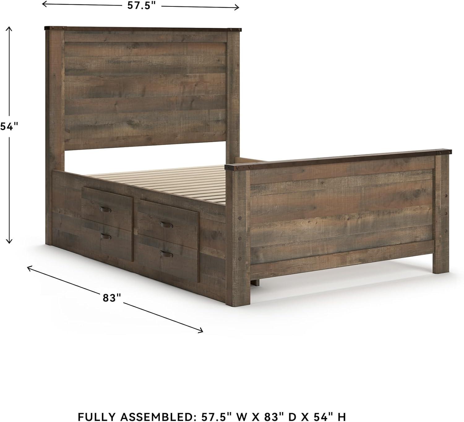 imageSignature Design by Ashley Trinell Casual Full Bookcase Platform Bed with 2 Storage Drawers and Nailheads Foundation or Box Spring Not Needed Dark BrownFull Panel Bed with 2 Storage Drawers