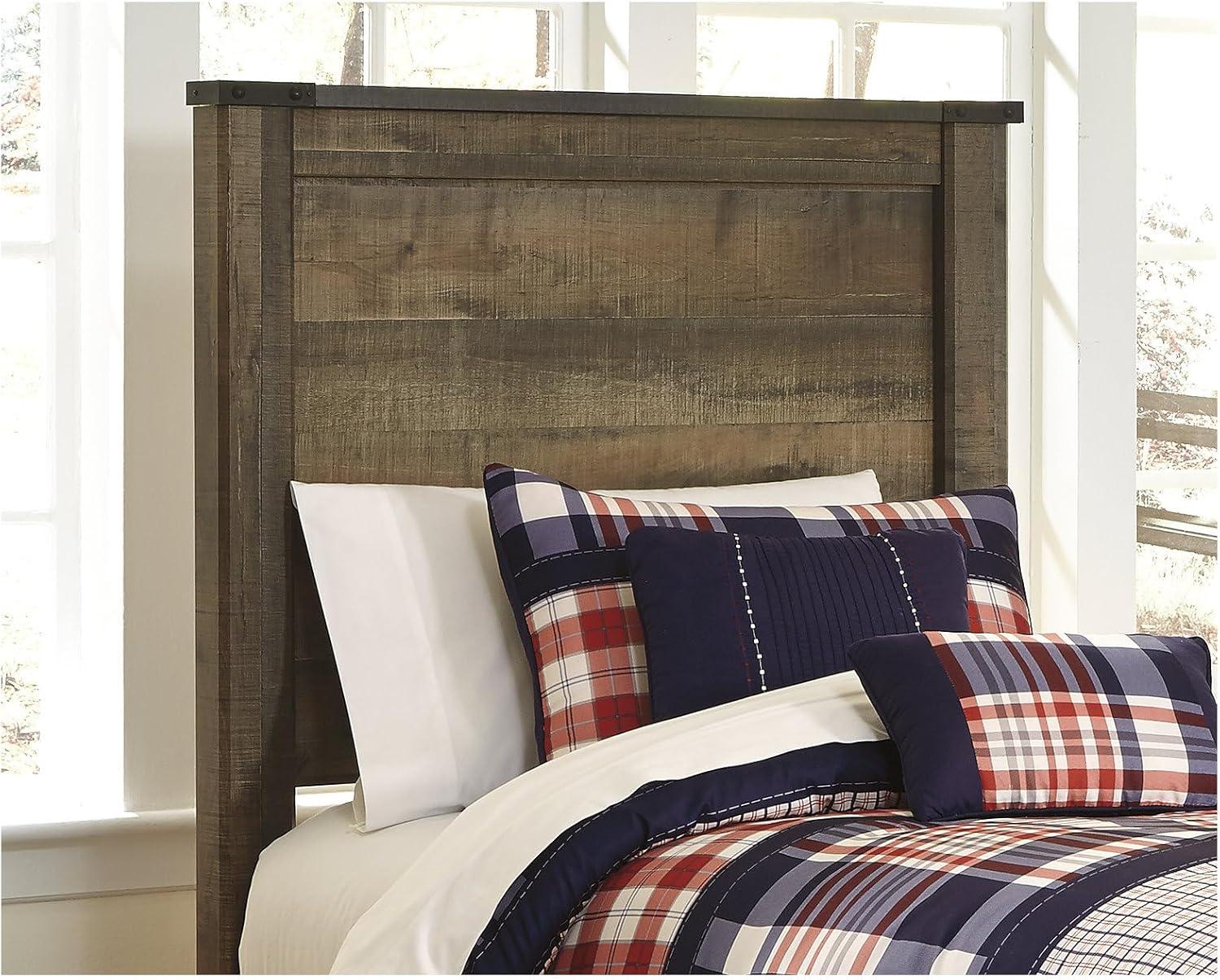 imageSignature Design by Ashley Trinell Casual Full Bookcase Platform Bed with 2 Storage Drawers and Nailheads Foundation or Box Spring Not Needed Dark BrownTwin Panel Bed with 1 Large Storage Drawer