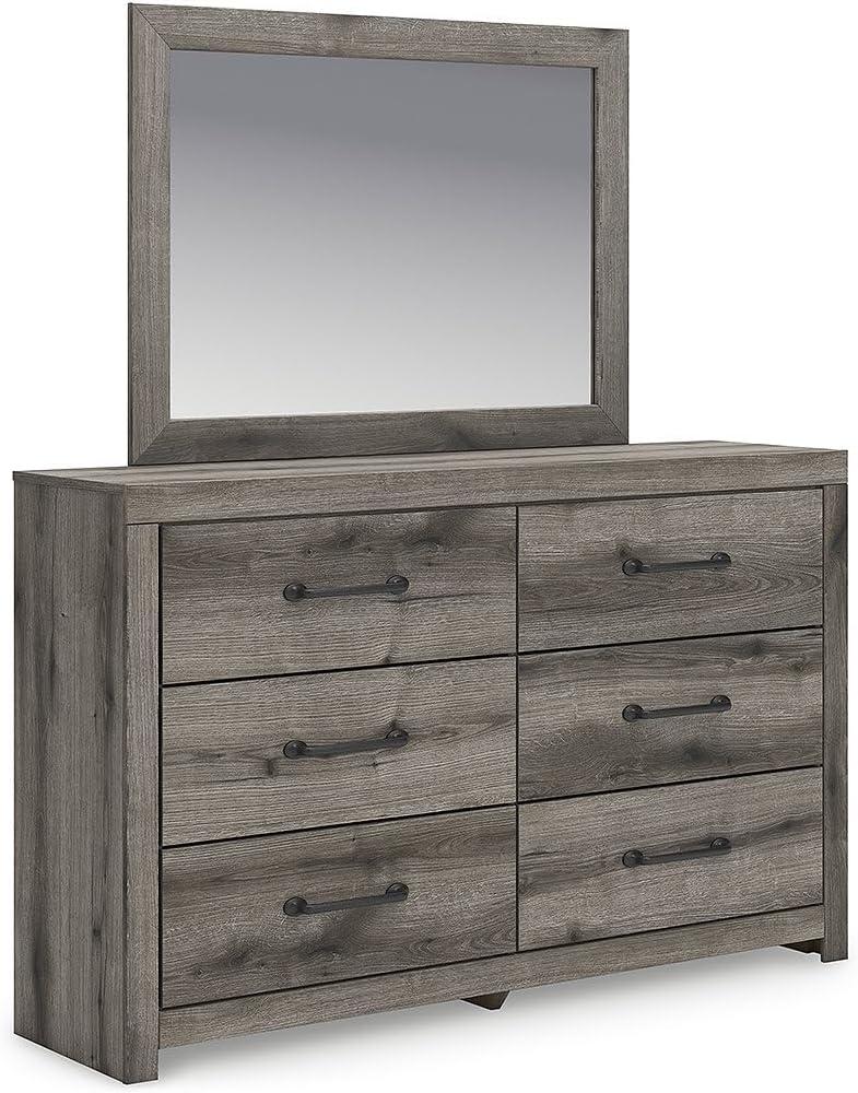 imageSignature Design by Ashley Urbanoore Industrial Panel Storage Bed Foundation or Box Spring Not Needed Full GrayDresser and Mirror