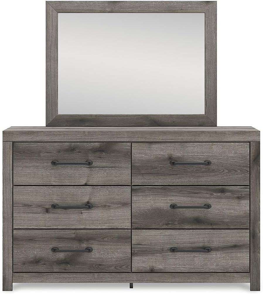 imageSignature Design by Ashley Urbanoore Industrial Panel Storage Bed Foundation or Box Spring Not Needed Full GrayDresser and Mirror