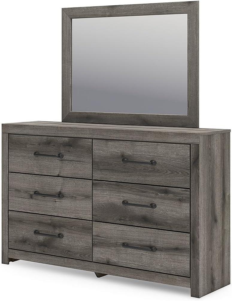imageSignature Design by Ashley Urbanoore Industrial Panel Storage Bed Foundation or Box Spring Not Needed Full GrayDresser and Mirror