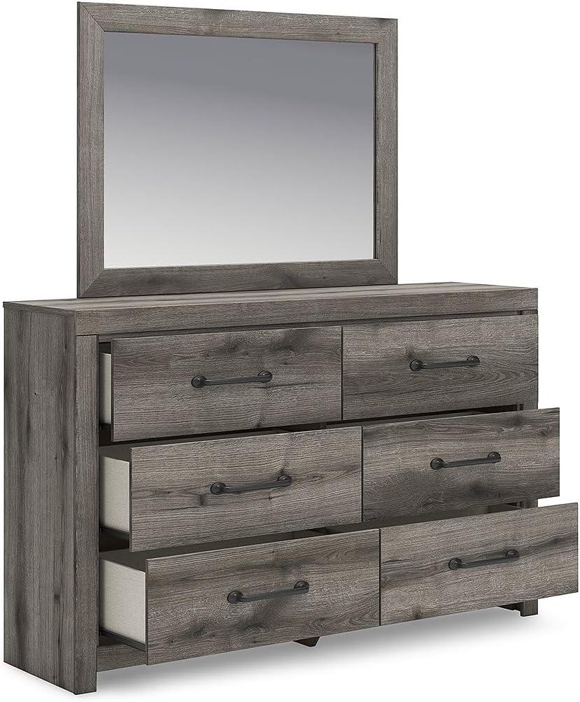 imageSignature Design by Ashley Urbanoore Industrial Panel Storage Bed Foundation or Box Spring Not Needed Full GrayDresser and Mirror