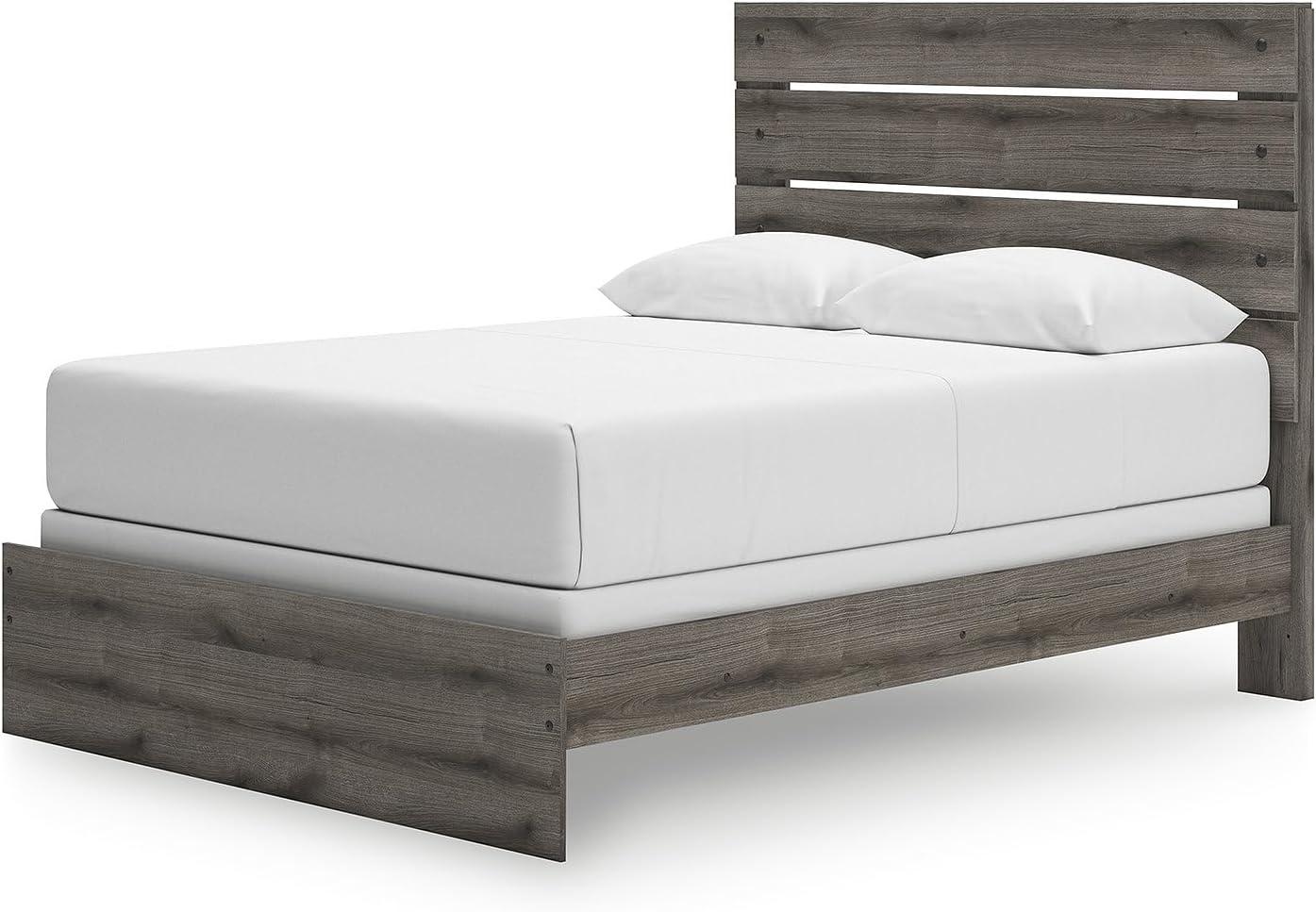 imageSignature Design by Ashley Urbanoore Industrial Panel Storage Bed Foundation or Box Spring Not Needed Full GrayPanel Bed