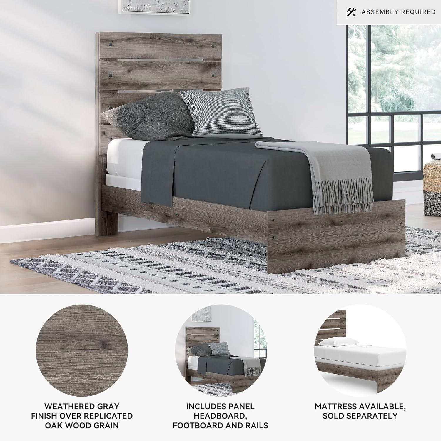 imageSignature Design by Ashley Urbanoore Industrial Panel Storage Bed Foundation or Box Spring Not Needed Full GrayPanel Bed