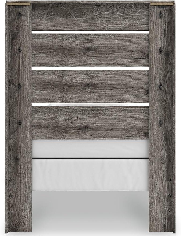 imageSignature Design by Ashley Urbanoore Industrial Panel Storage Bed Foundation or Box Spring Not Needed Full GrayPanel Bed