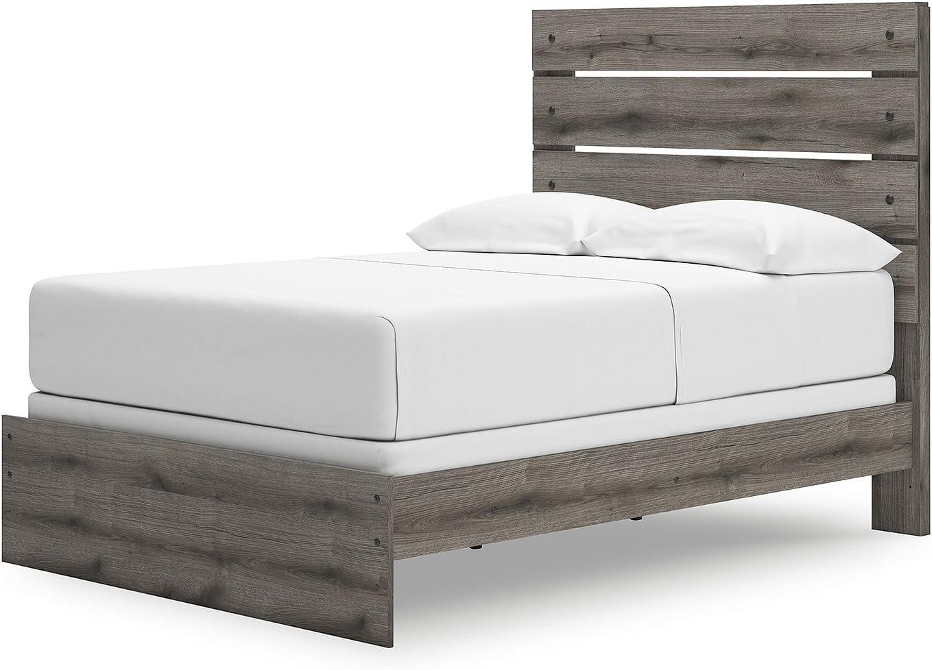 imageSignature Design by Ashley Urbanoore Industrial Panel Storage Bed Foundation or Box Spring Not Needed Full GrayPanel Bed