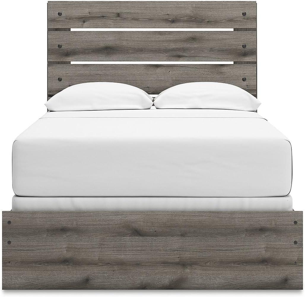 imageSignature Design by Ashley Urbanoore Industrial Panel Storage Bed Foundation or Box Spring Not Needed Full GrayPanel Bed