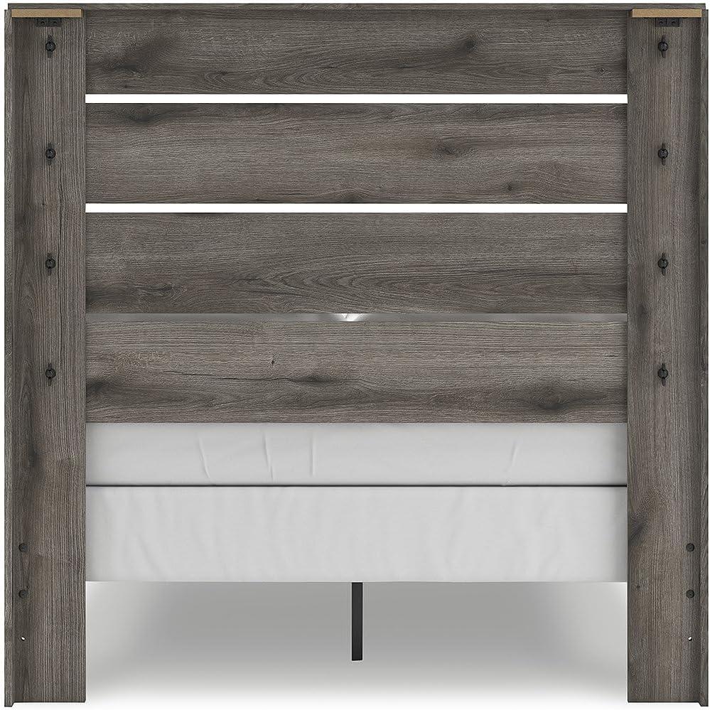 imageSignature Design by Ashley Urbanoore Industrial Panel Storage Bed Foundation or Box Spring Not Needed Full GrayPanel Bed