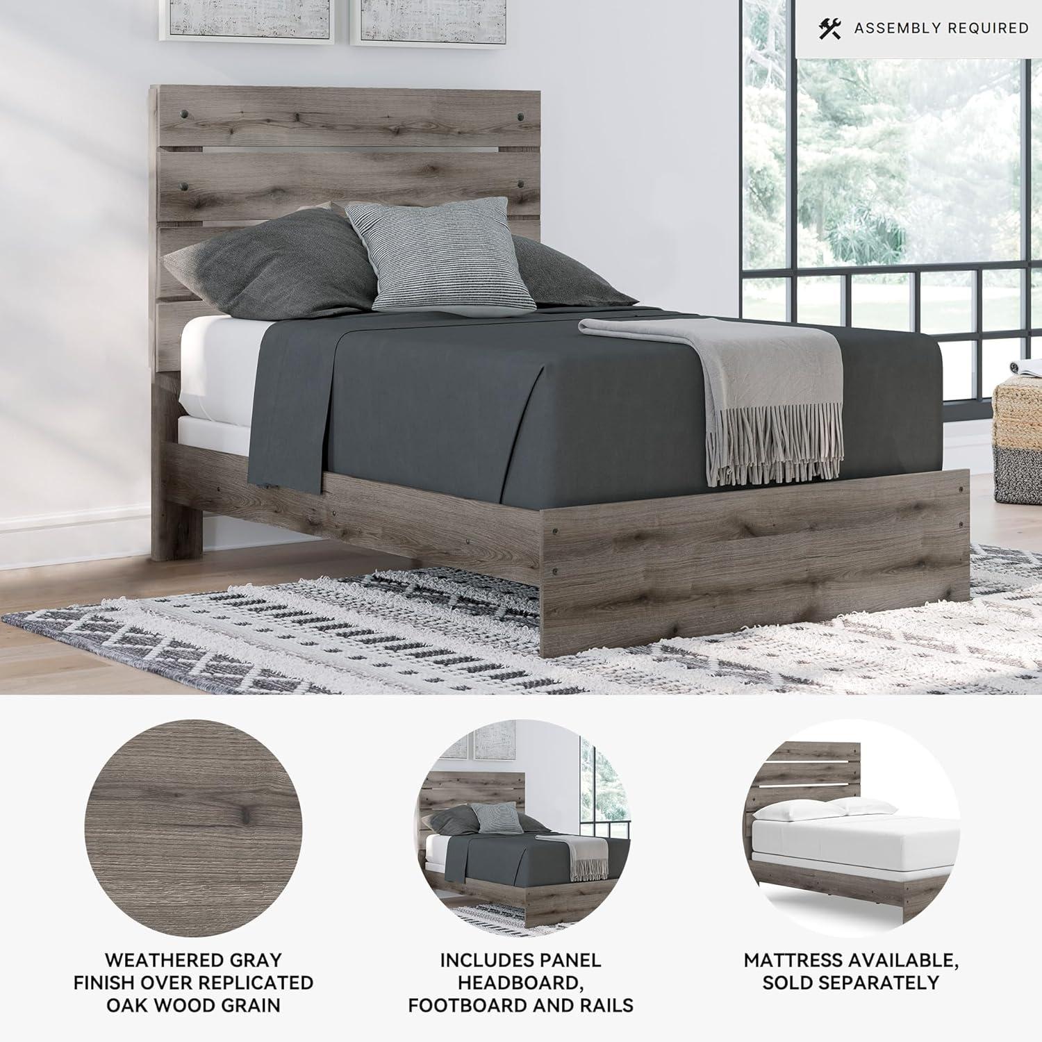 imageSignature Design by Ashley Urbanoore Industrial Panel Storage Bed Foundation or Box Spring Not Needed Full GrayPanel Bed