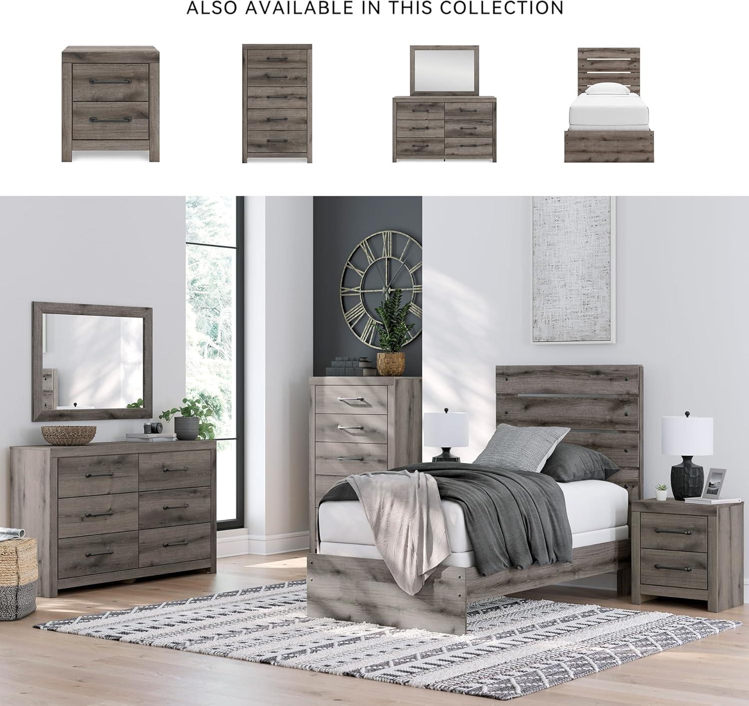 imageSignature Design by Ashley Urbanoore Industrial Panel Storage Bed Foundation or Box Spring Not Needed Full GrayPanel Bed