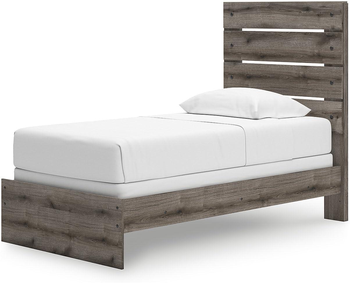 imageSignature Design by Ashley Urbanoore Industrial Panel Storage Bed Foundation or Box Spring Not Needed Full GrayPanel Bed
