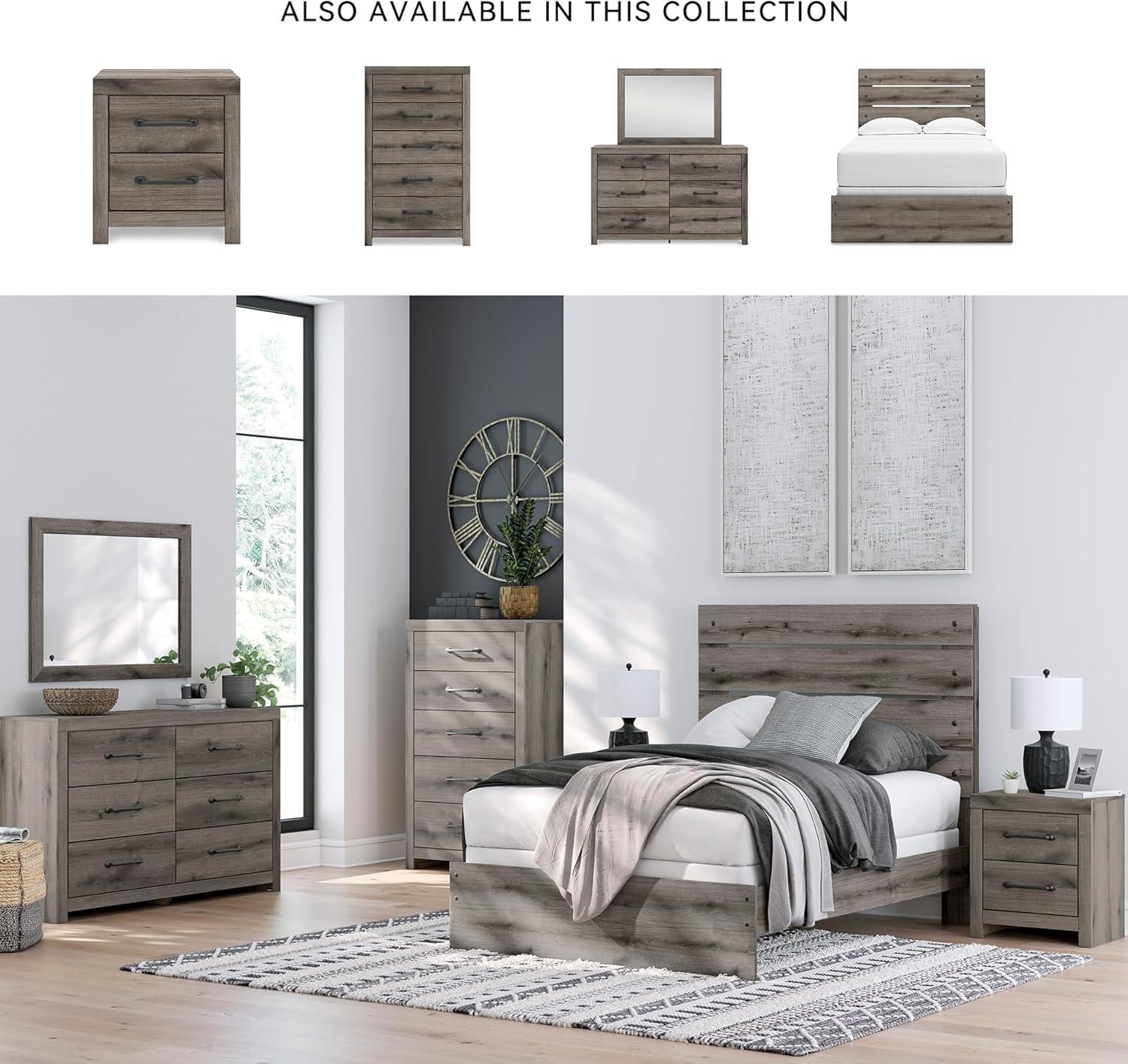 imageSignature Design by Ashley Urbanoore Industrial Panel Storage Bed Foundation or Box Spring Not Needed Full GrayPanel Bed