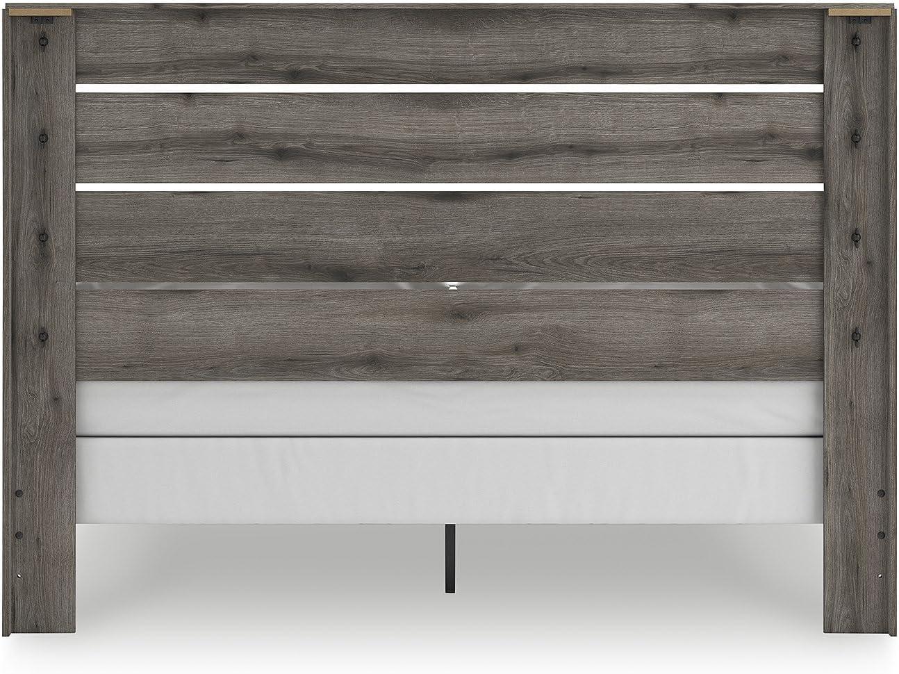 imageSignature Design by Ashley Urbanoore Industrial Panel Storage Bed Foundation or Box Spring Not Needed Full GrayPanel Bed