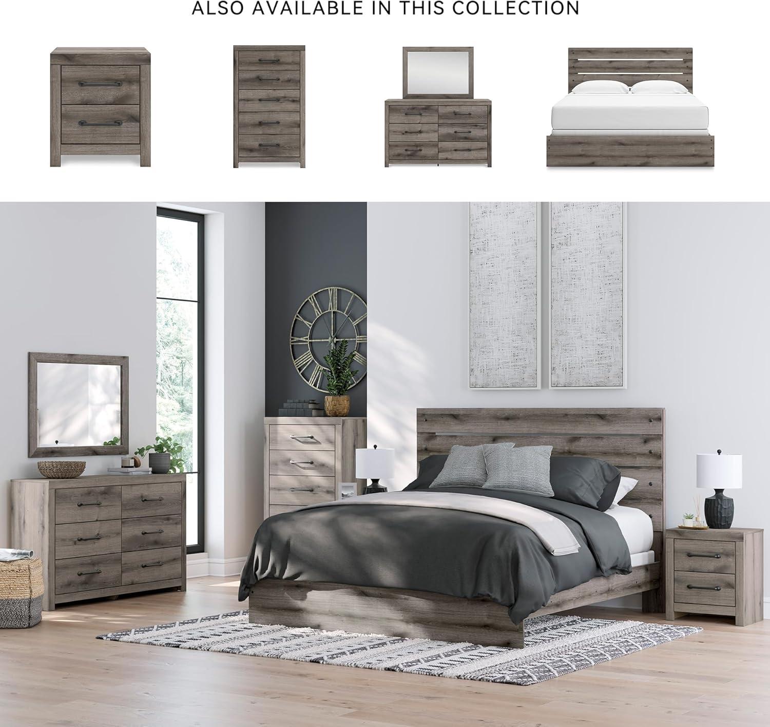 imageSignature Design by Ashley Urbanoore Industrial Panel Storage Bed Foundation or Box Spring Not Needed Full GrayPanel Bed
