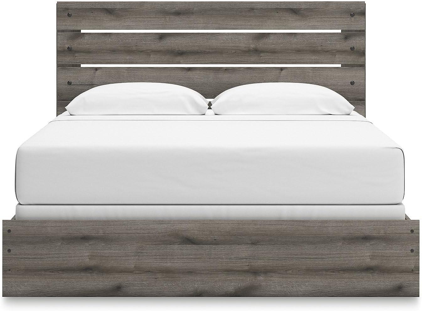 imageSignature Design by Ashley Urbanoore Industrial Panel Storage Bed Foundation or Box Spring Not Needed Full GrayPanel Bed