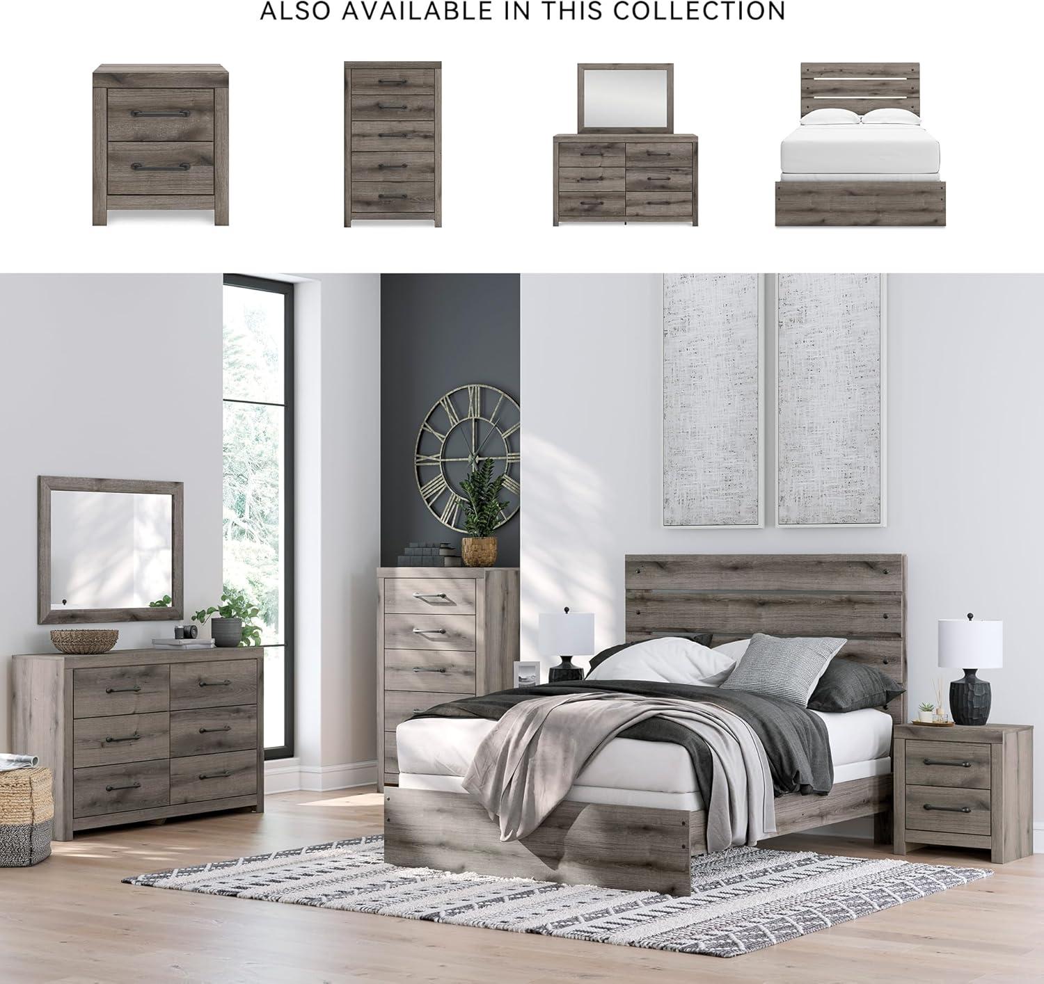 imageSignature Design by Ashley Urbanoore Industrial Panel Storage Bed Foundation or Box Spring Not Needed Full GrayPanel Bed