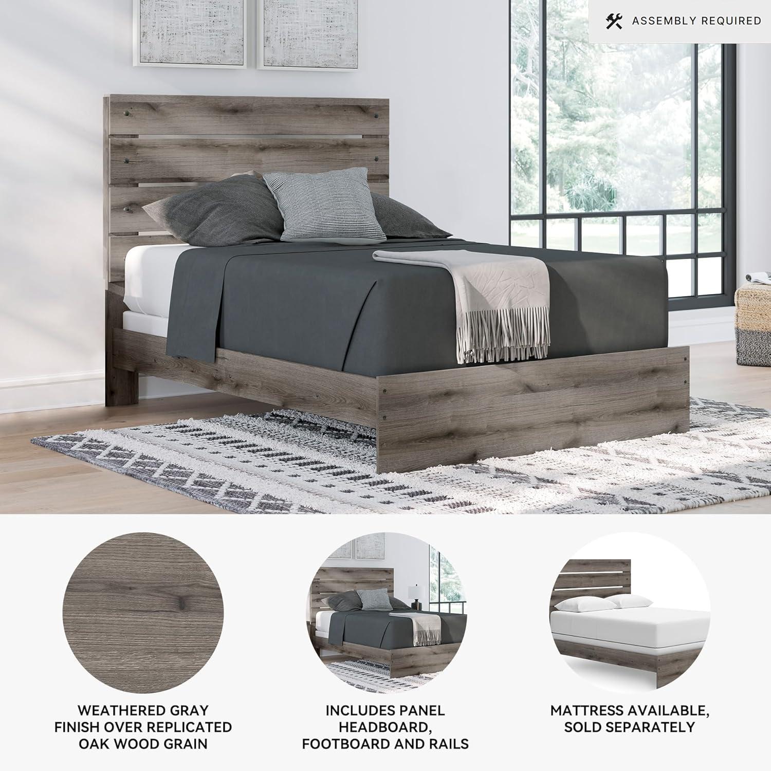 imageSignature Design by Ashley Urbanoore Industrial Panel Storage Bed Foundation or Box Spring Not Needed Full GrayPanel Bed