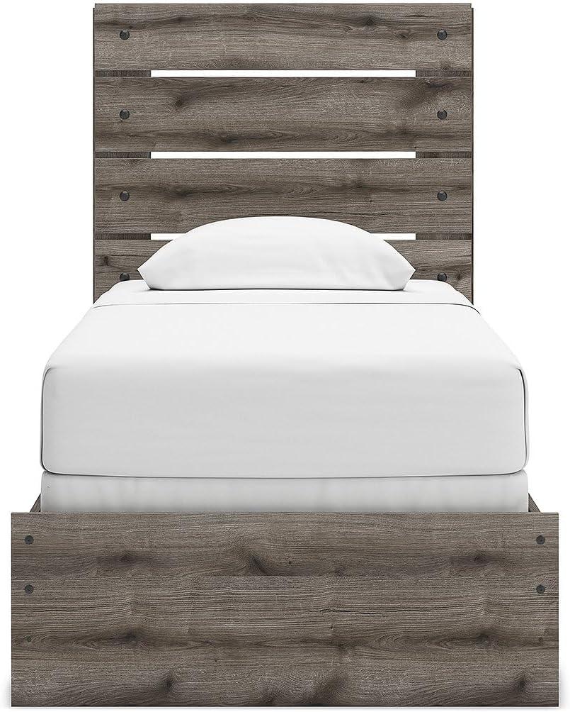 imageSignature Design by Ashley Urbanoore Industrial Panel Storage Bed Foundation or Box Spring Not Needed Full GrayPanel Bed