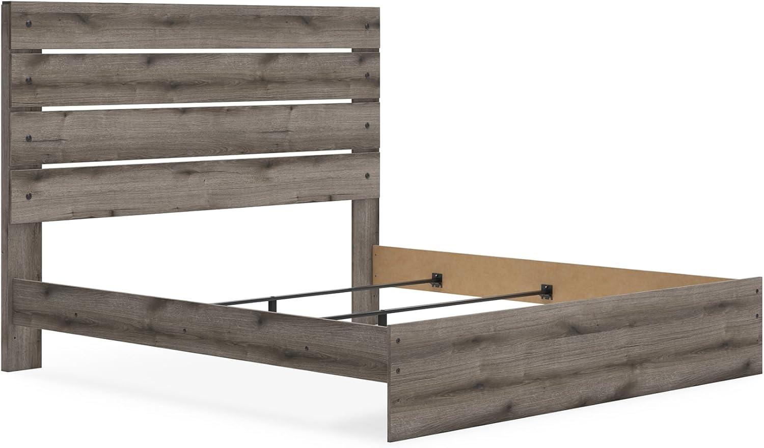 imageSignature Design by Ashley Urbanoore Industrial Panel Storage Bed Foundation or Box Spring Not Needed Full GrayPanel Bed