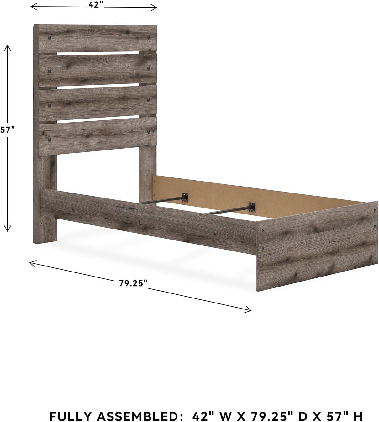 imageSignature Design by Ashley Urbanoore Industrial Panel Storage Bed Foundation or Box Spring Not Needed Full GrayPanel Bed