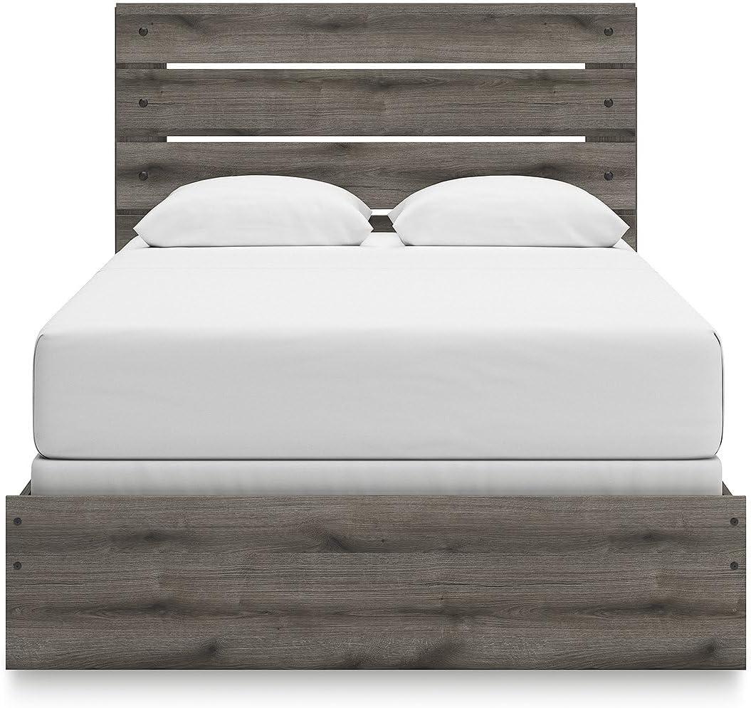 imageSignature Design by Ashley Urbanoore Industrial Panel Storage Bed Foundation or Box Spring Not Needed Full GrayPanel Bed