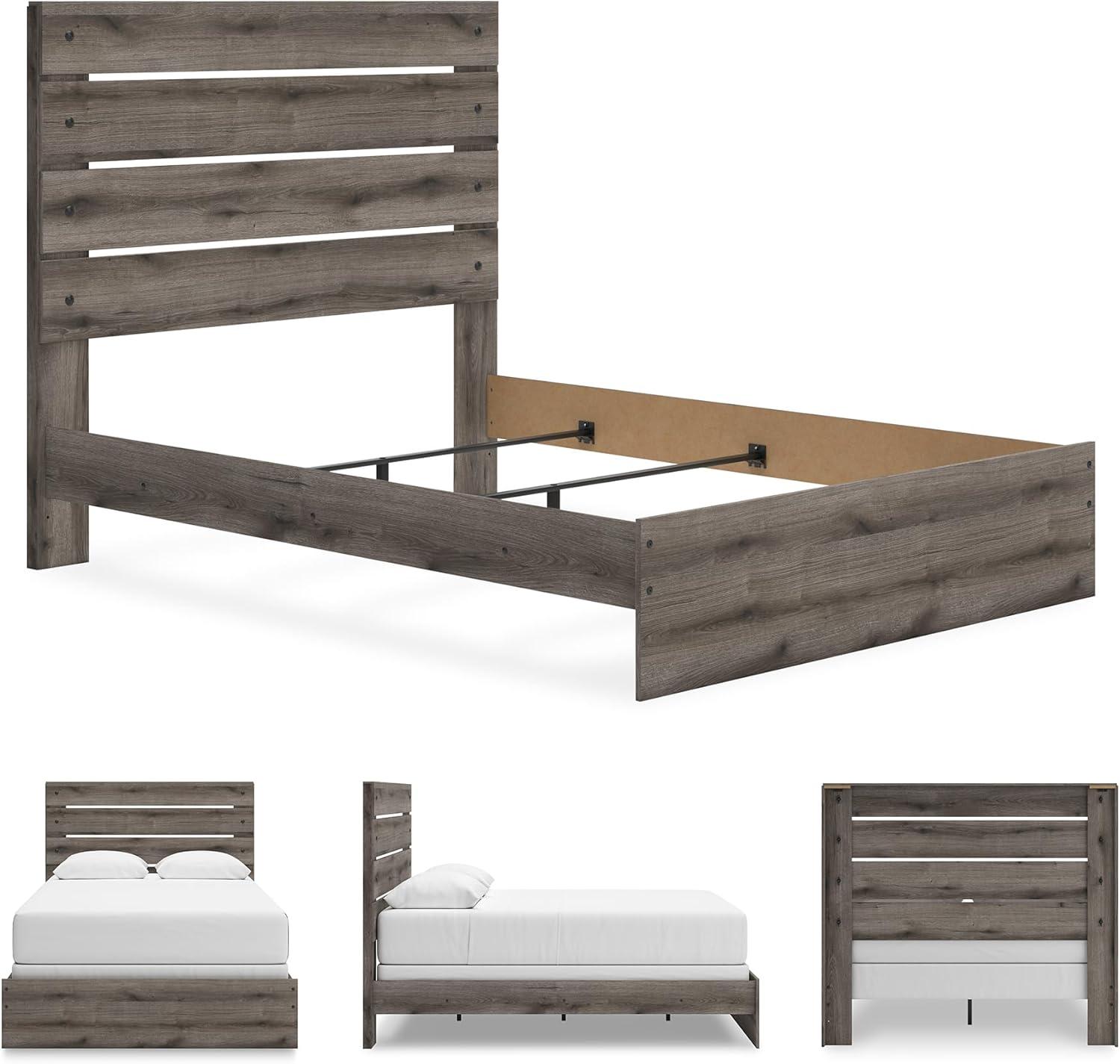 imageSignature Design by Ashley Urbanoore Industrial Panel Storage Bed Foundation or Box Spring Not Needed Full GrayPanel Bed