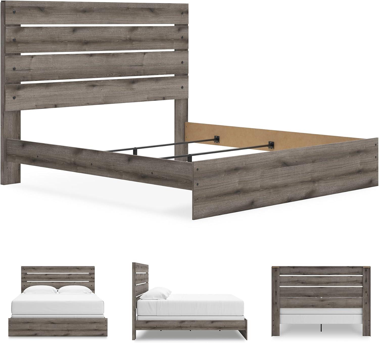 imageSignature Design by Ashley Urbanoore Industrial Panel Storage Bed Foundation or Box Spring Not Needed Full GrayPanel Bed