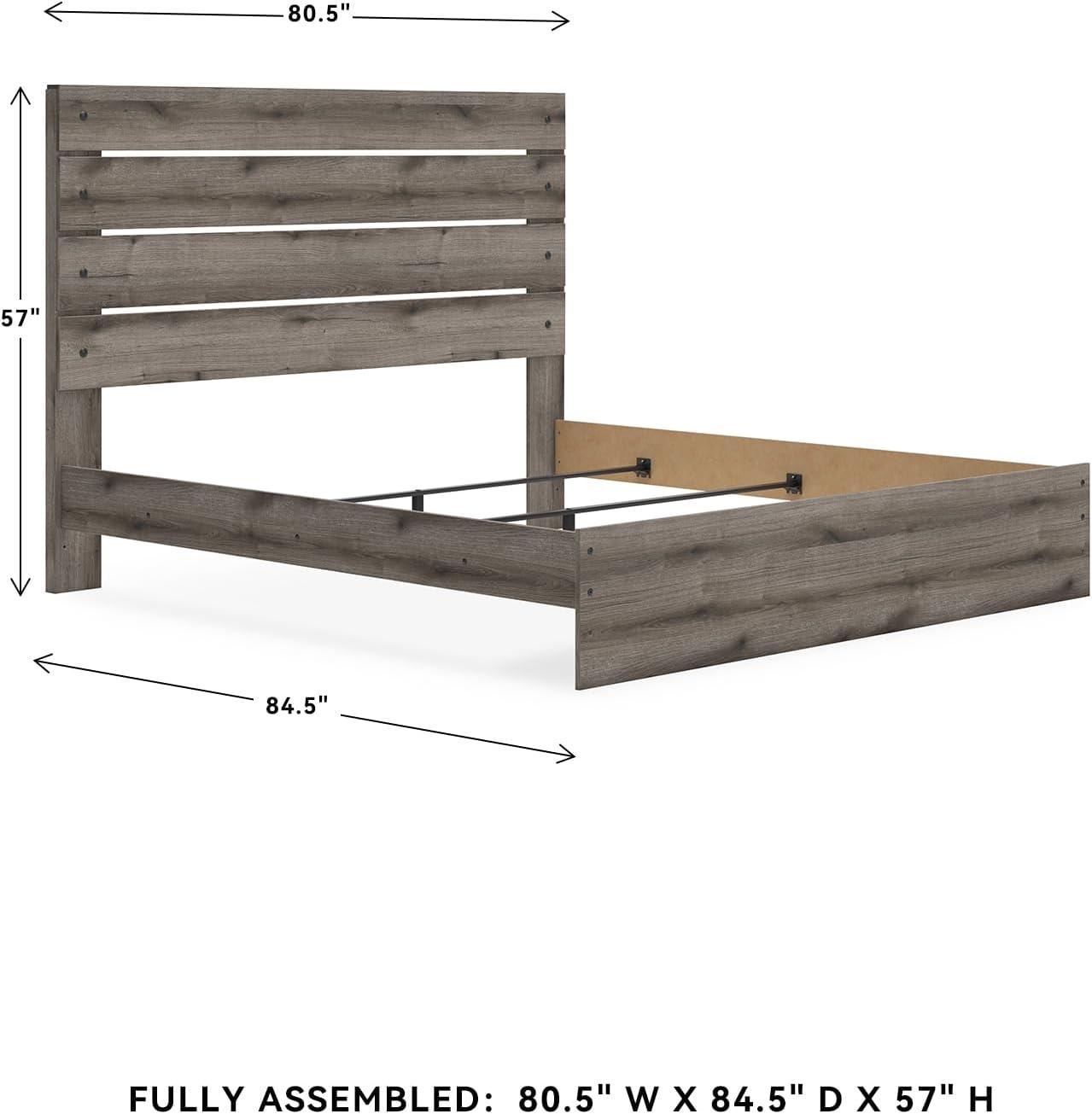 imageSignature Design by Ashley Urbanoore Industrial Panel Storage Bed Foundation or Box Spring Not Needed Full GrayPanel Bed