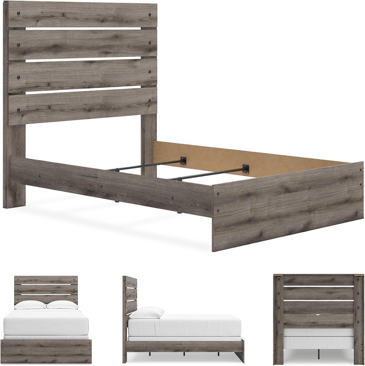 imageSignature Design by Ashley Urbanoore Industrial Panel Storage Bed Foundation or Box Spring Not Needed Full GrayPanel Bed