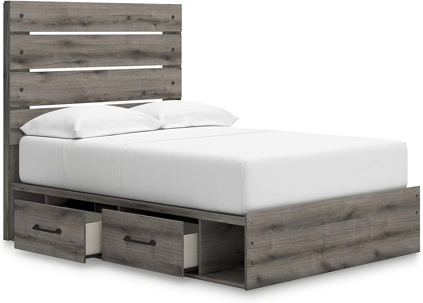 imageSignature Design by Ashley Urbanoore Industrial Panel Storage Bed Foundation or Box Spring Not Needed Full GrayPanel Storage Bed