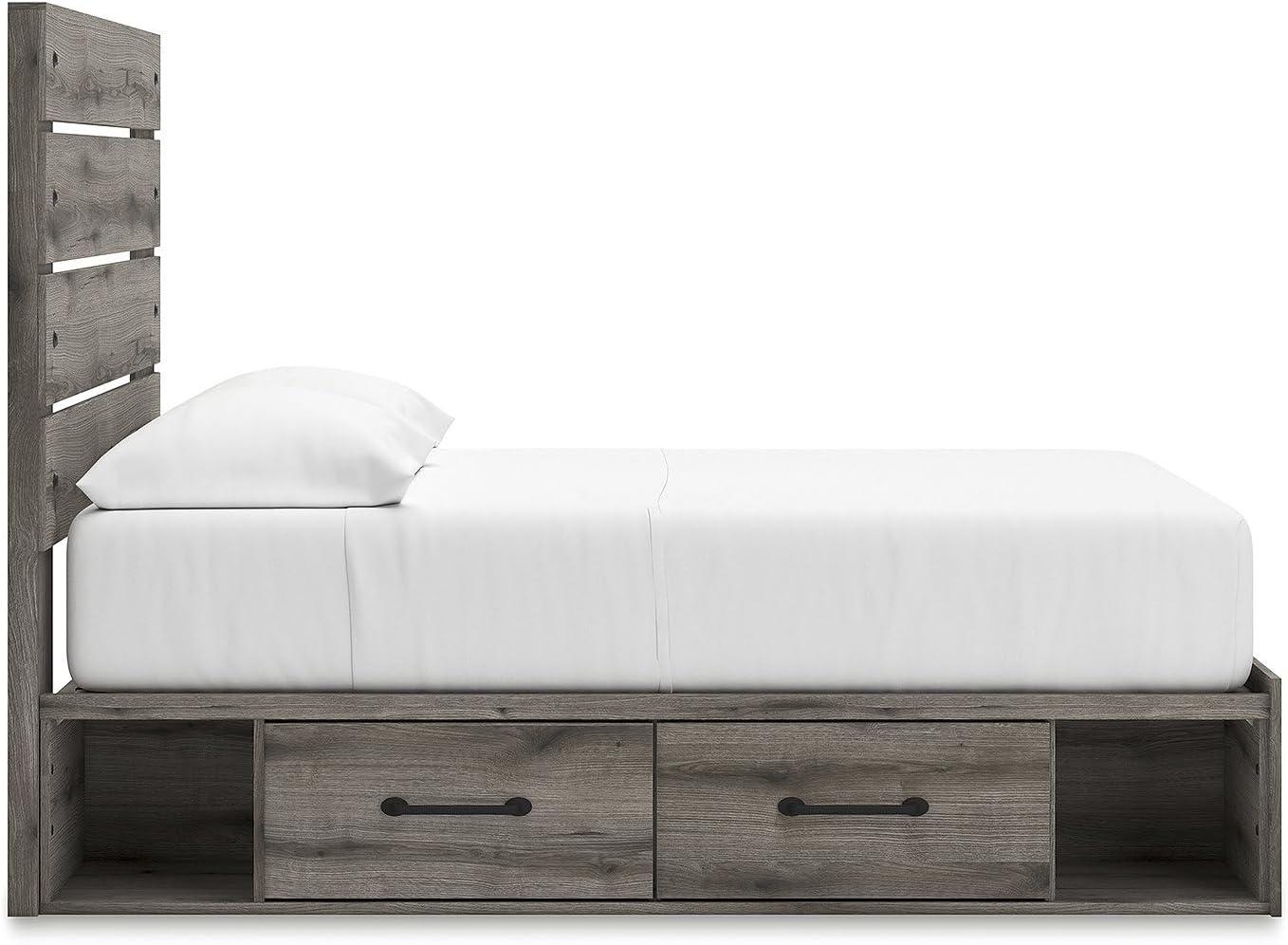 imageSignature Design by Ashley Urbanoore Industrial Panel Storage Bed Foundation or Box Spring Not Needed Full GrayPanel Storage Bed