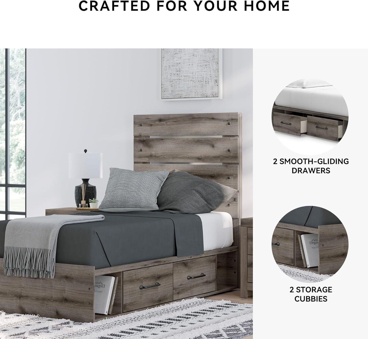 imageSignature Design by Ashley Urbanoore Industrial Panel Storage Bed Foundation or Box Spring Not Needed Full GrayPanel Storage Bed