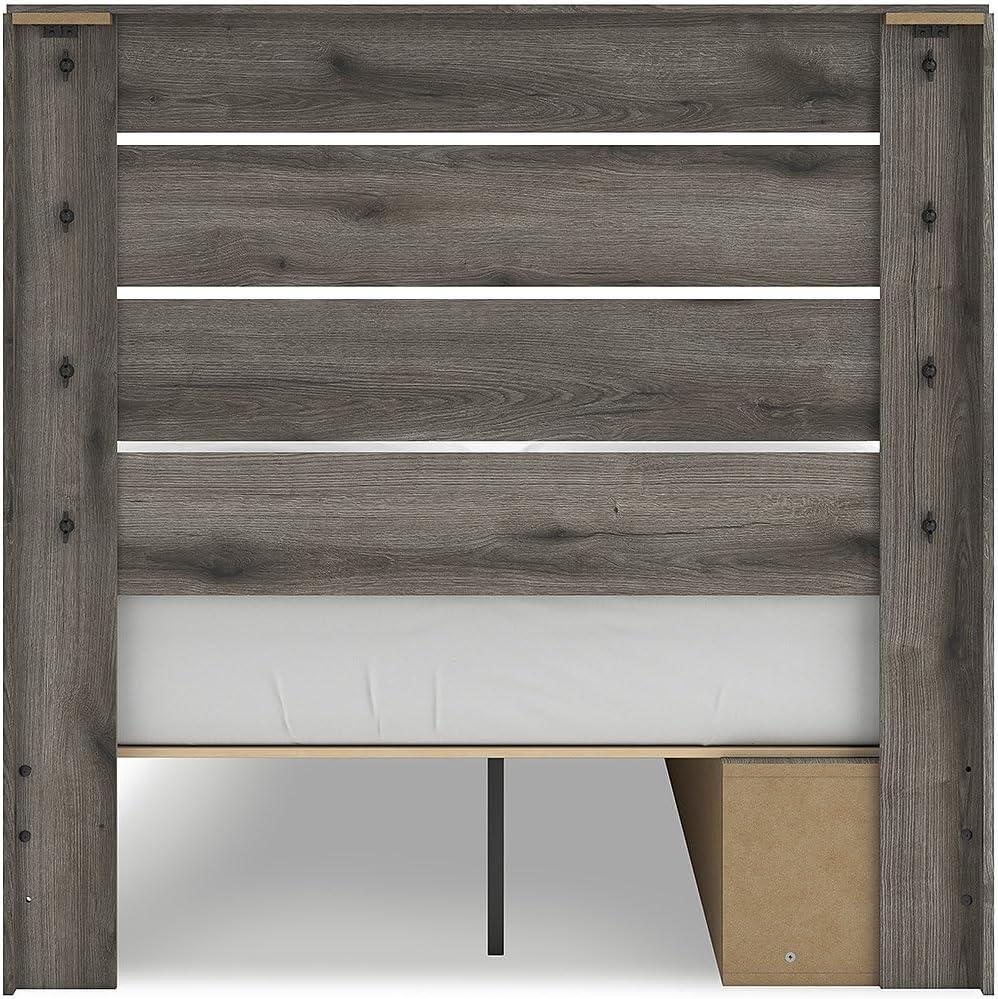 imageSignature Design by Ashley Urbanoore Industrial Panel Storage Bed Foundation or Box Spring Not Needed Full GrayPanel Storage Bed