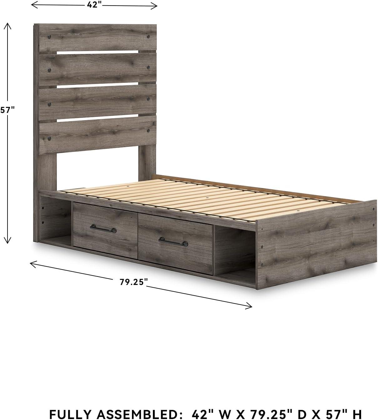 imageSignature Design by Ashley Urbanoore Industrial Panel Storage Bed Foundation or Box Spring Not Needed Full GrayPanel Storage Bed