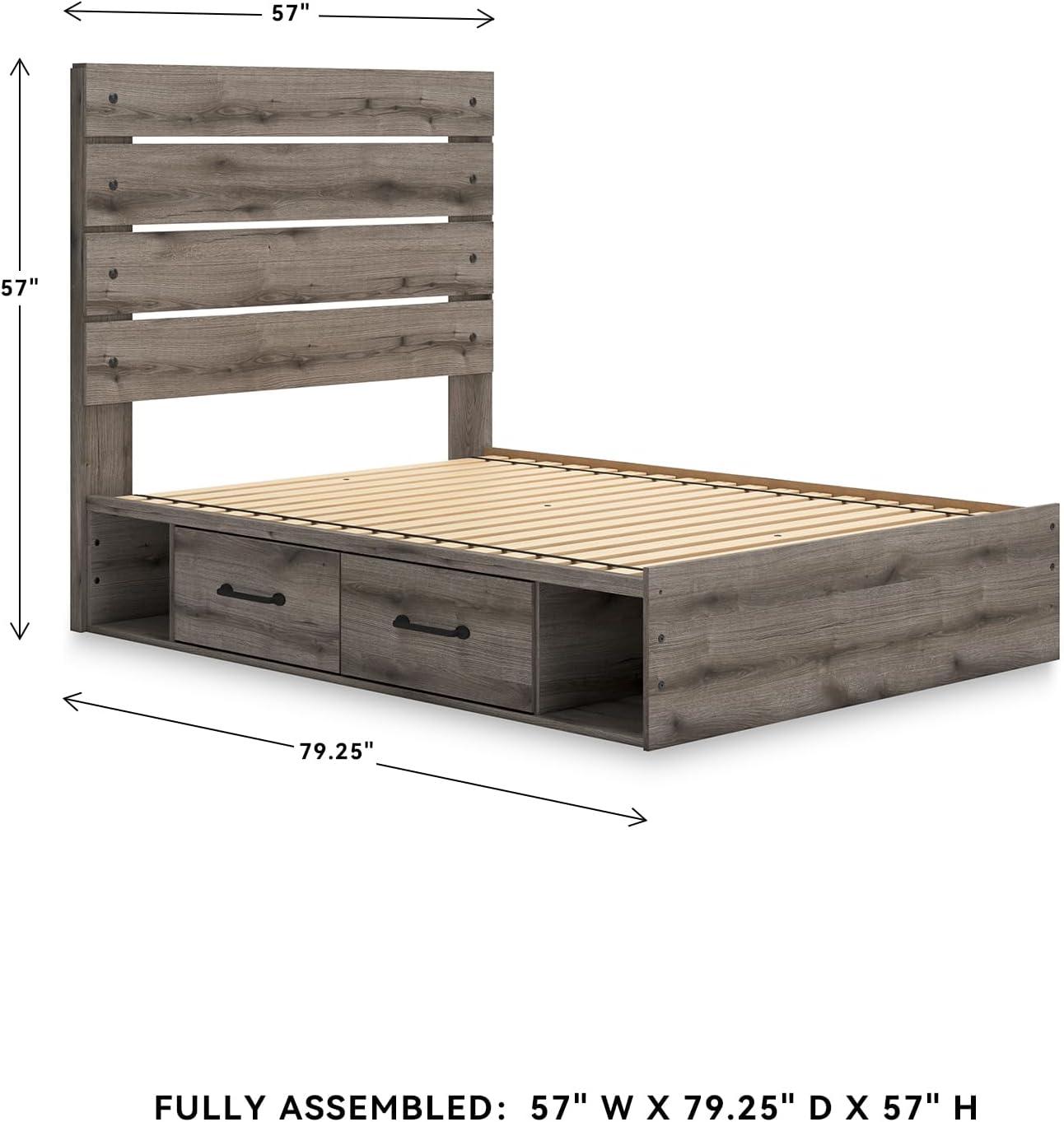 imageSignature Design by Ashley Urbanoore Industrial Panel Storage Bed Foundation or Box Spring Not Needed Full GrayPanel Storage Bed