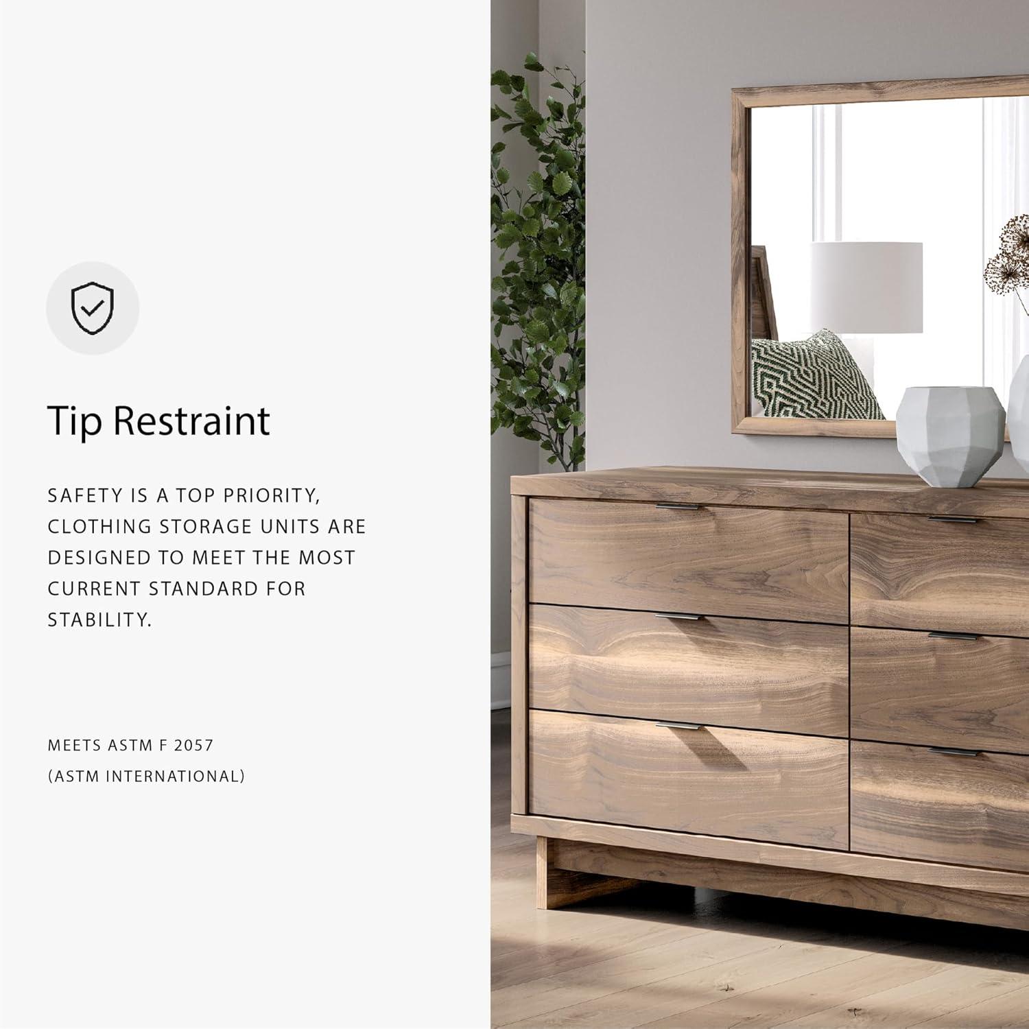 imageSignature Design by Ashley Zadilyn MidCentury Modern Panel Platform Bed with Storage Foundation or Box Spring Not Needed Twin Dark BrownMedium Dresser and Mirror