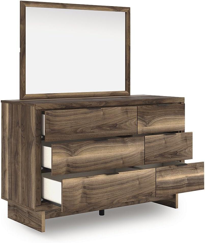 imageSignature Design by Ashley Zadilyn MidCentury Modern Panel Platform Bed with Storage Foundation or Box Spring Not Needed Twin Dark BrownMedium Dresser and Mirror