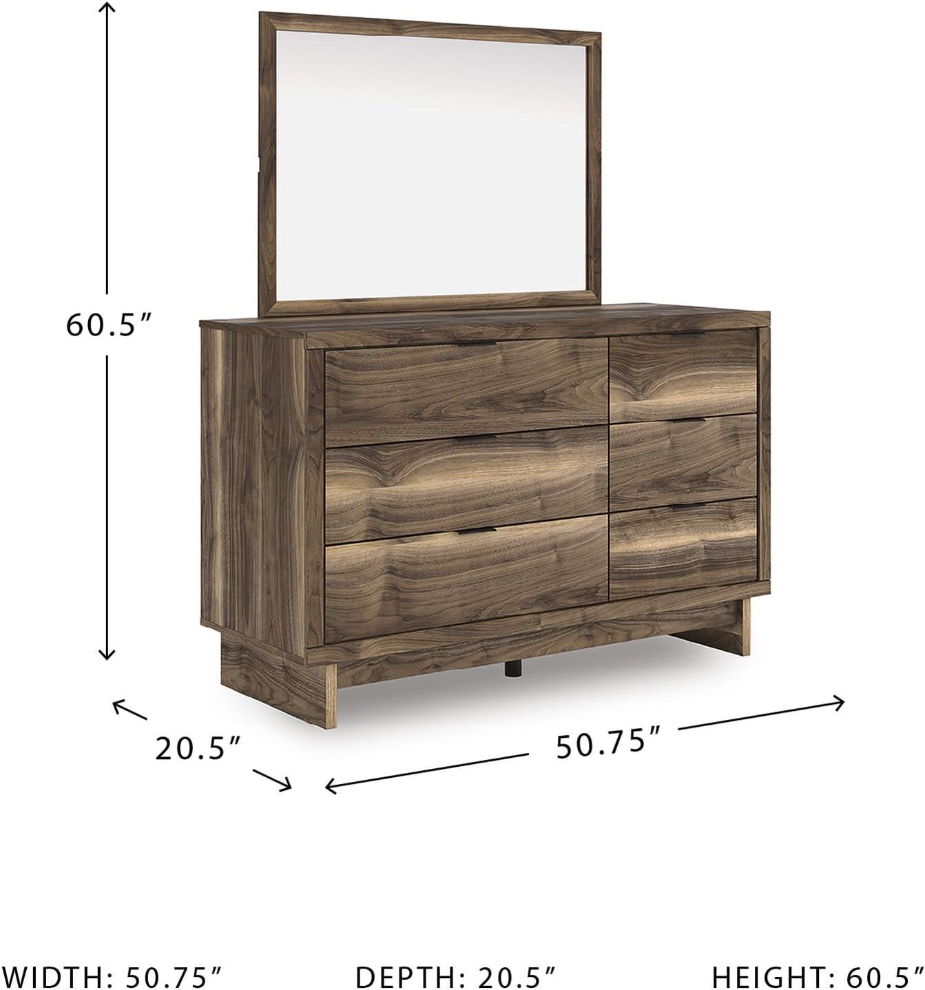 imageSignature Design by Ashley Zadilyn MidCentury Modern Panel Platform Bed with Storage Foundation or Box Spring Not Needed Twin Dark BrownMedium Dresser and Mirror