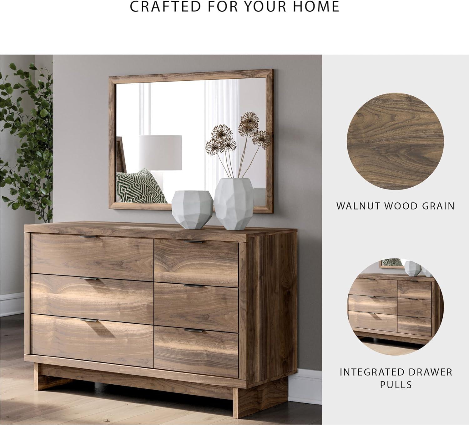 imageSignature Design by Ashley Zadilyn MidCentury Modern Panel Platform Bed with Storage Foundation or Box Spring Not Needed Twin Dark BrownMedium Dresser and Mirror