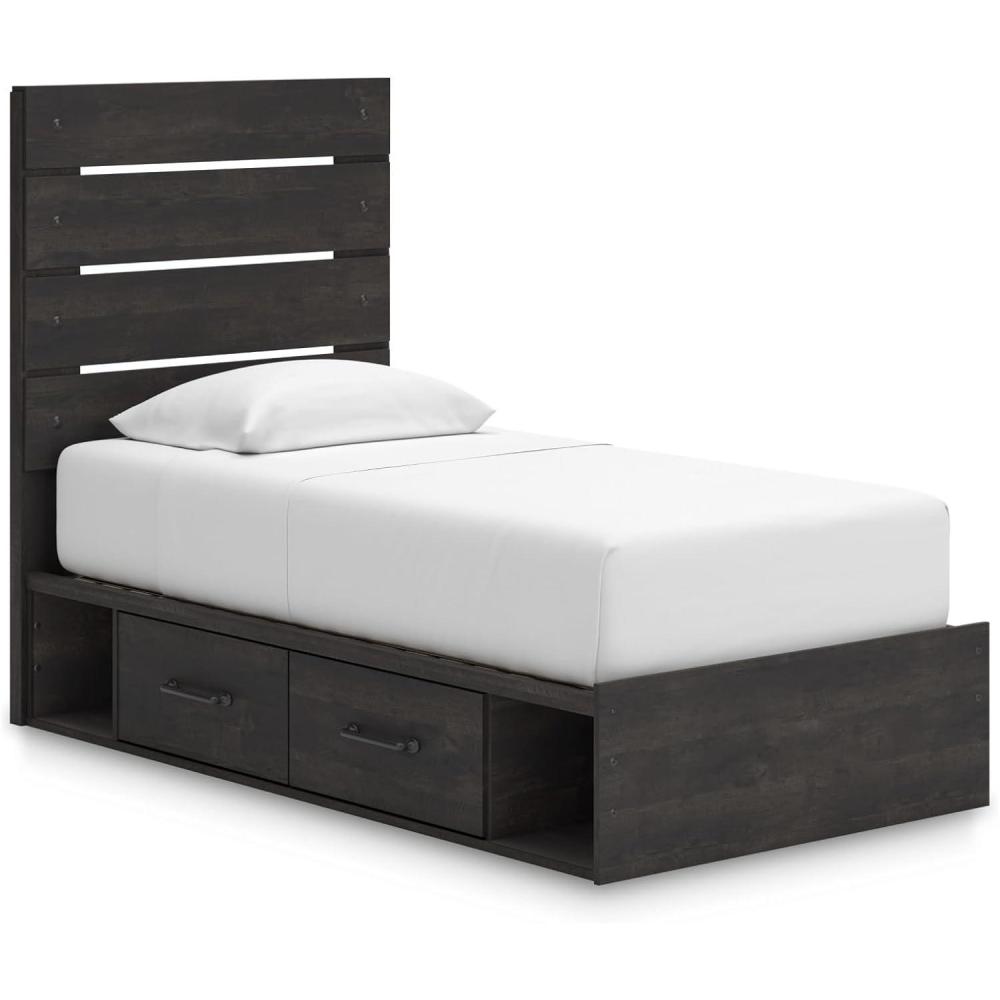 imageSignature Design by Ashley Delmorta Rustic Panel Bed Foundation or Box Spring Needed Full GrayPanel Bed with Storage