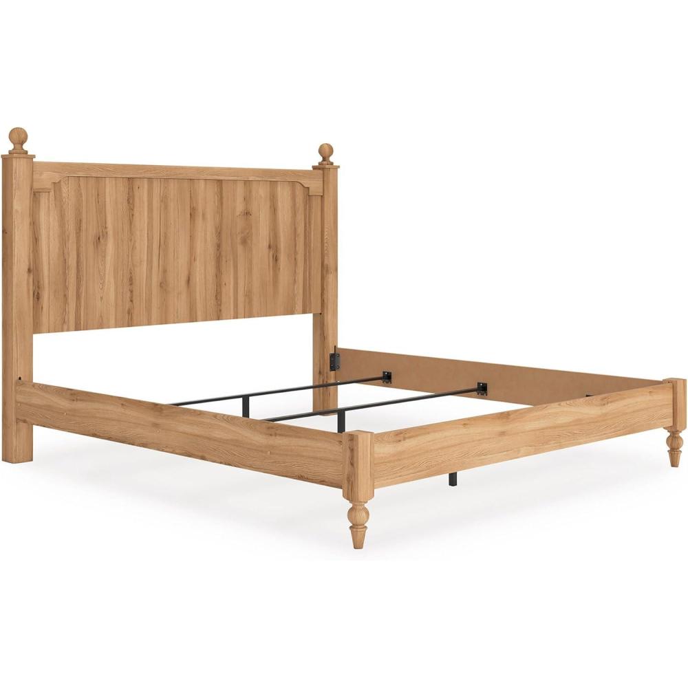 imageSignature Design by Ashley Galletyn Country Rustic Panel Bed Foundation or Box Spring Needed Twin Light BrownKing Panel Bed