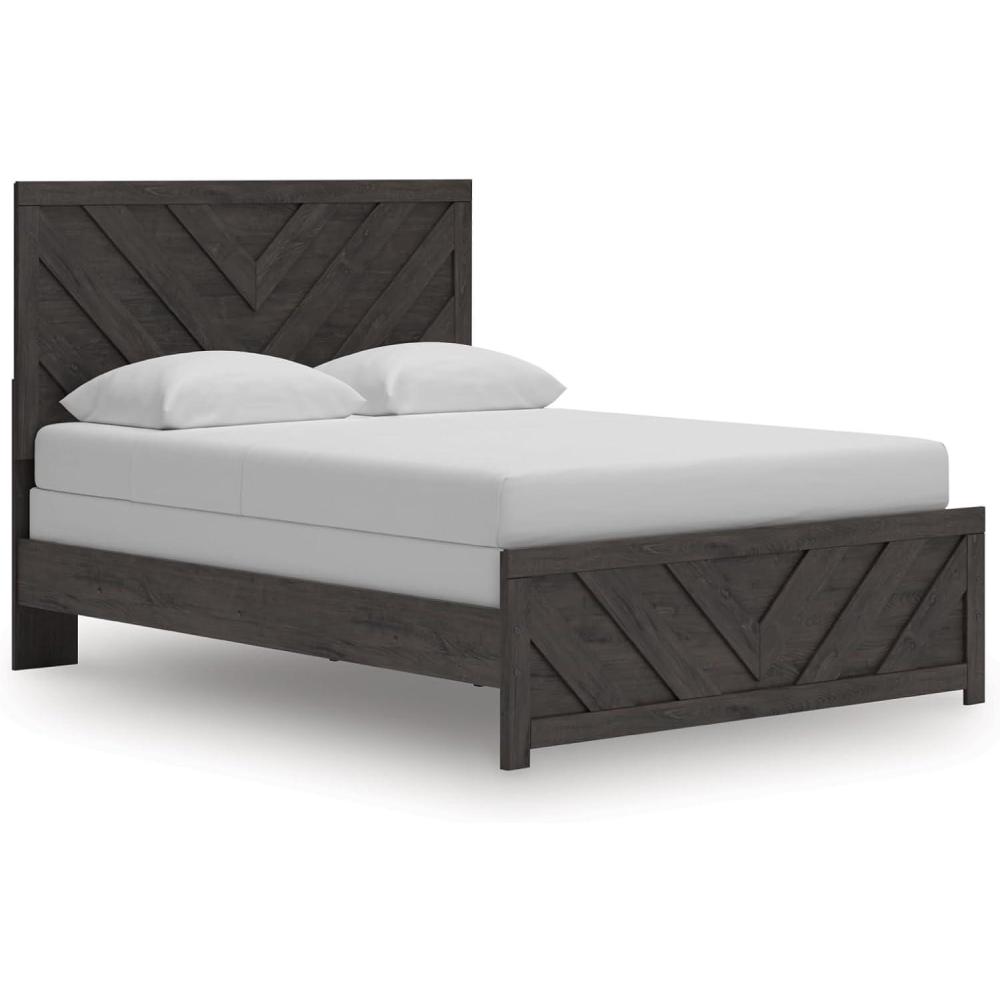imageSignature Design by Ashley Prendonea Farmhouse Twin Panel Bed Foundation or Box Spring Needed GrayQueen US Standard