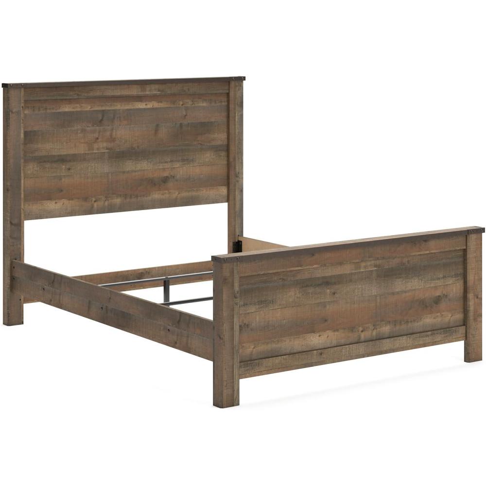 imageSignature Design by Ashley Trinell Casual Full Bookcase Platform Bed with 2 Storage Drawers and Nailheads Foundation or Box Spring Not Needed Dark BrownQueen Panel Bed