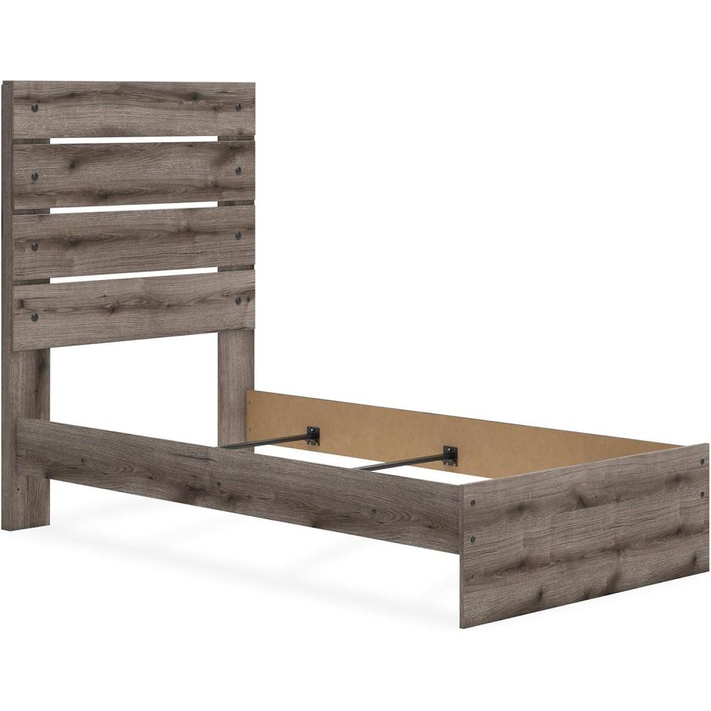 imageSignature Design by Ashley Urbanoore Industrial Panel Storage Bed Foundation or Box Spring Not Needed Full GrayPanel Bed