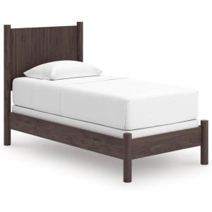 Signature Design by Ashley Cadmori Retro Panel Bed, Foundation or Box Spring Needed, Twin, Dark Brown(Dark Brown)