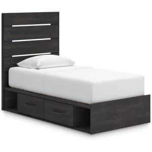 Signature Design by Ashley Delmorta Rustic Panel Bed, Foundation or Box Spring Needed, Full, Gray(Panel Bed with Storage)