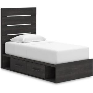 Signature Design by Ashley Delmorta Rustic Panel Bed, Foundation or Box Spring Needed, Full, Gray(Panel Storage Bed)